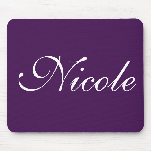 Eggplant Purple Monogram Name Mouse Mat (Front)