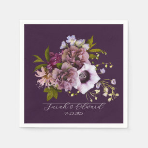 Eggplant Purple Plum Floral  Napkin