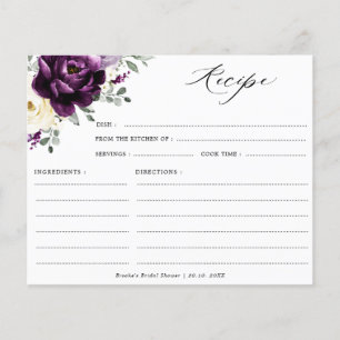 Eggplant Purple Plum Ivory  Bridal Shower Recipe