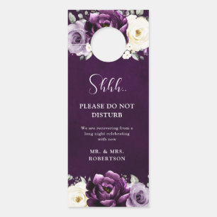 Eggplant Purple Plum Ivory Wedding Do Not Disturb Door Hanger