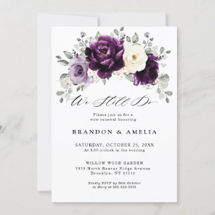 Eggplant Purple Plum Ivory White Boho We still do Invitation
