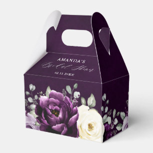 Eggplant Purple Plum Ivory White Bridal Shower     Favour Box
