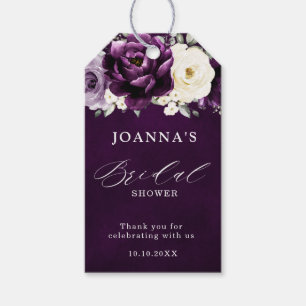 Eggplant Purple Plum Ivory White  Bridal Shower Gi Gift Tags