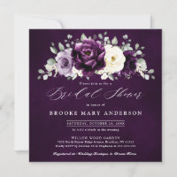 Eggplant Purple Plum Ivory White  Bridal Shower In