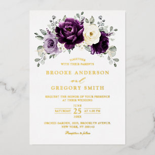 Eggplant Purple Plum Ivory White Floral Wedding