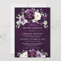 Eggplant Purple Plum Ivory White Floral Wedding In