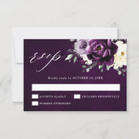 Eggplant Purple Plum Ivory White Floral Wedding RS