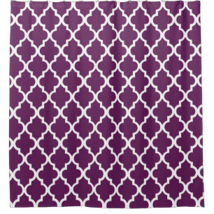 Eggplant Purple Quatrefoil Pattern Shower Curtain