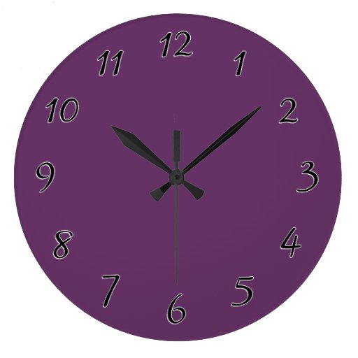 Image of Eggplant purple template to personalise Customise Large Clock