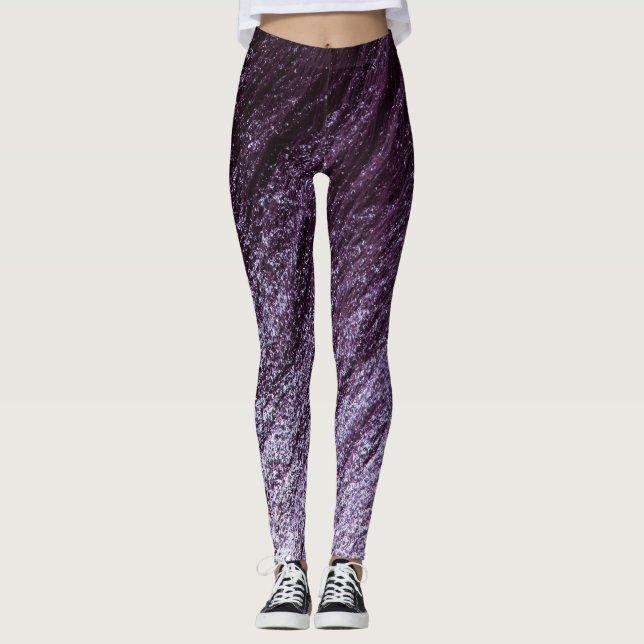 Eggplant Purple to Lavender Ombre Glitter Leggings (Front)