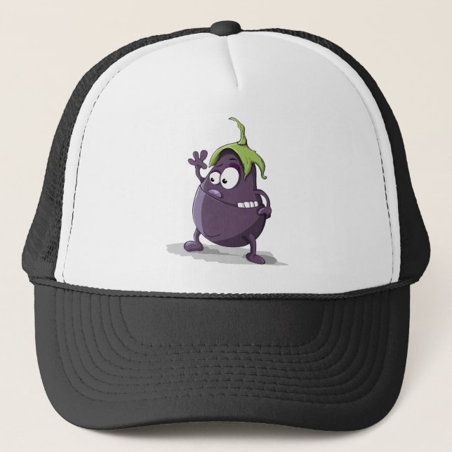 Eggplant purple vegetable eyes trucker hat (Front)