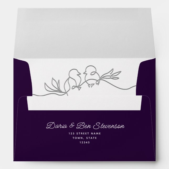 Eggplant Purple Wedding Envelope (Back (Bottom))