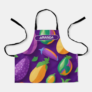 Eggplant Rainbow Colourful Personalised Pattern Apron