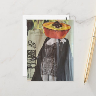 Eggplant Ramekin Head Fashion Lady Surreal Collage Postcard