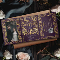Eggplant Royal Mediaeval Sword Wedding QR Code