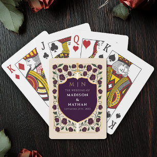Eggplant Royal Sword Shield Wedding Favour Playing Cards