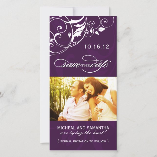 Eggplant Save the Date Photo Cards (Front)