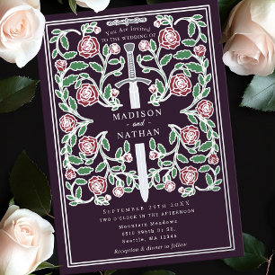Eggplant Silver Sword Mediaeval Fantasy Wedding 