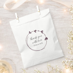 Eggplant Simple Heart Wreath Wedding Favour Bags
