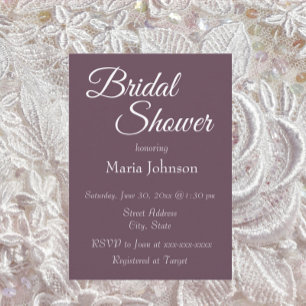 Eggplant Simple Style Bridal Shower Invitation