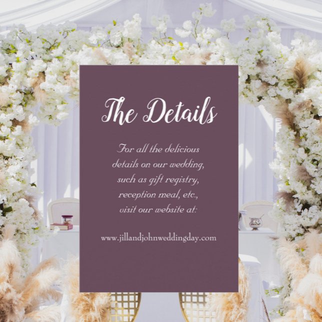 Eggplant Simple Style Wedding Details Enclosure Card (In Situ Wedding)