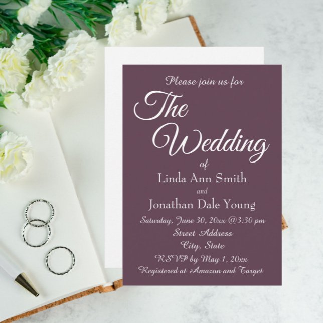 Eggplant Simple Style Wedding Invitation (In Situ Wedding)