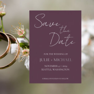 Eggplant Simple Style Wedding Save the Date