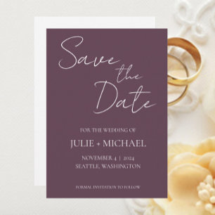Eggplant Simple Style Wedding Save The Date