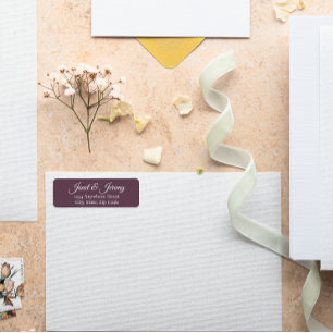 Eggplant Stylised Names Wedding Return Address