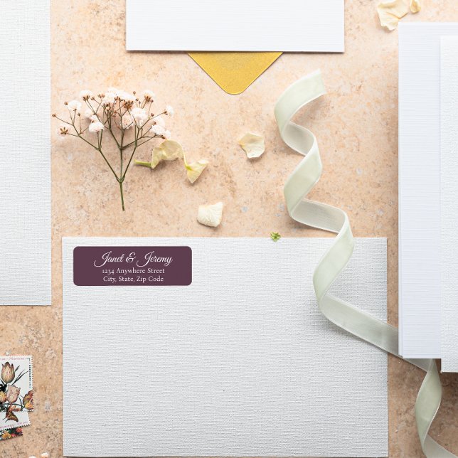 Eggplant Stylised Names Wedding Return Address (In Situ Wedding)