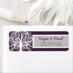 Eggplant Swirl Tree Return Address Label