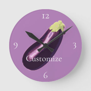 Eggplant Thunder_Cove  Round Clock