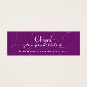 Eggplant Tone Hibiscus Wedding Drink Ticket
