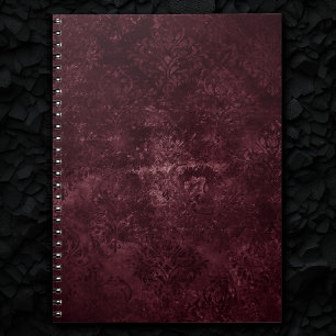 Eggplant Velvet Damask   Plum Purple Grunge Floral Notebook