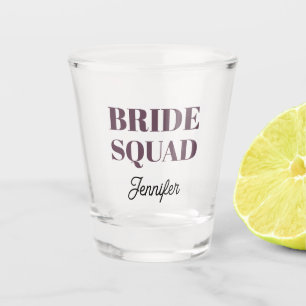 Eggplant Wedding Bride Squad Personalized Shot Glass