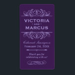 Eggplant Wedding Wine Bottle Monogram Favour<br><div class="desc">Perfect for vineyard weddings or wine bottle favours,  these elegant vintage flourished style labels feature a custom wedding monogram with bride and groom's names,  the wedding date,  type of wine,  and thank you message that can be completely personalised. Dark eggplant purple and lavender colours.</div>