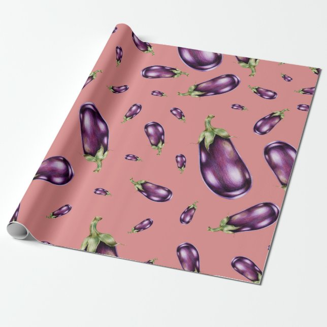 Eggplant Wrapping Paper (Unrolled)