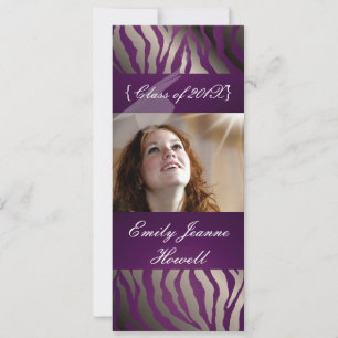 Eggplant Zebra/Graduations Party Invitations