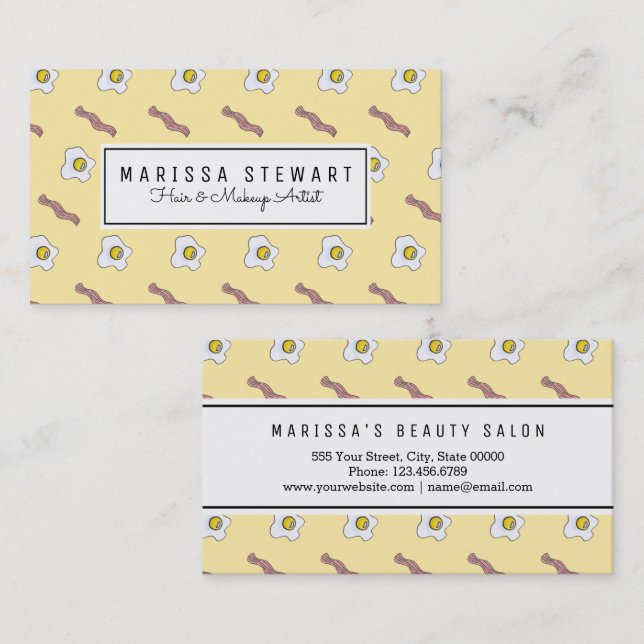 Eggs and Bacon Breakfast Foodie Funny Pattern Business Card (Front/Back)