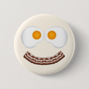 Eggs and Bacon Grin Button