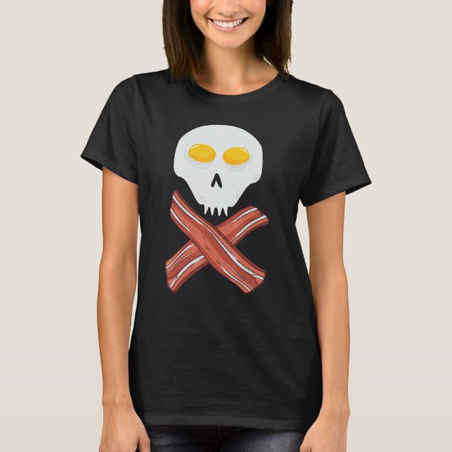 Eggs and Bacon Skull Pirates Crossbone Meat T-Shirt (Front)