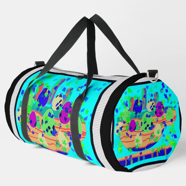 Eggs And Coffee Athletic Gym Carry On Travel  Duffle Bag (Left Corner)