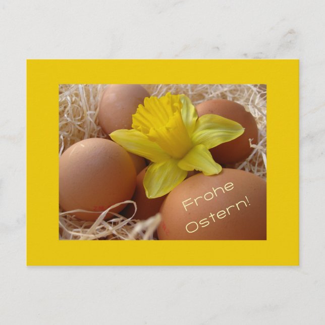 Eggs and daffodil easter greeting - german holiday postcard (Front)