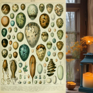 Eggs antique natural history illustration millot poster