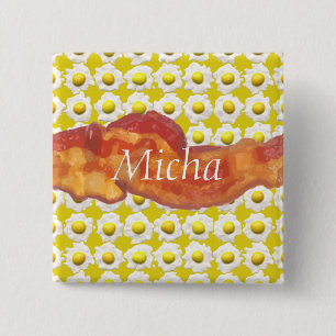 Eggs & Bacon Breakfast Monogram 15 Cm Square Badge