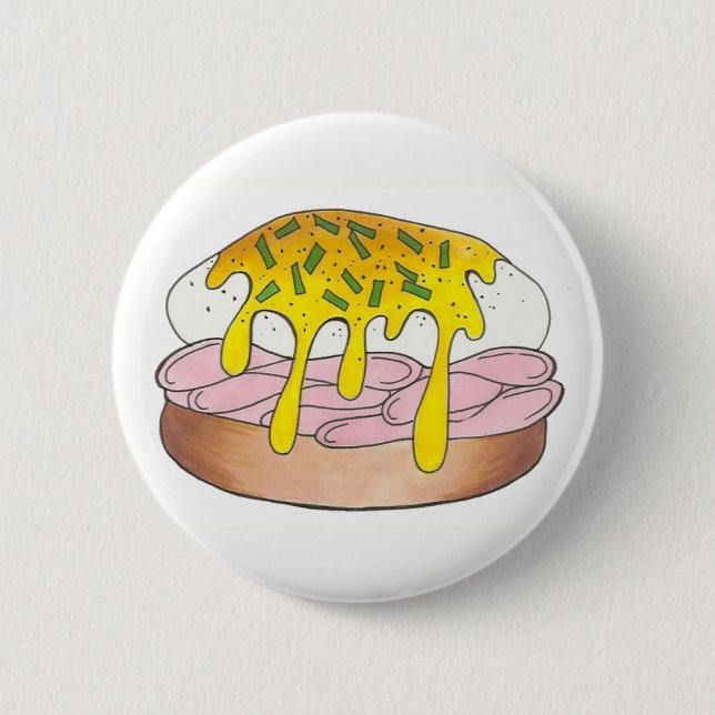 Eggs Benedict Breakfast Diner Food Foodie Ham 6 Cm Round Badge (Front)