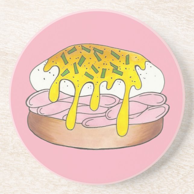 Eggs Benedict Breakfast Diner Food Foodie Ham Coaster (Front)