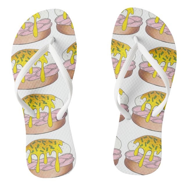 Eggs Benedict Diner Breakfast Food Egg Foodie Flip Flops (Footbed)
