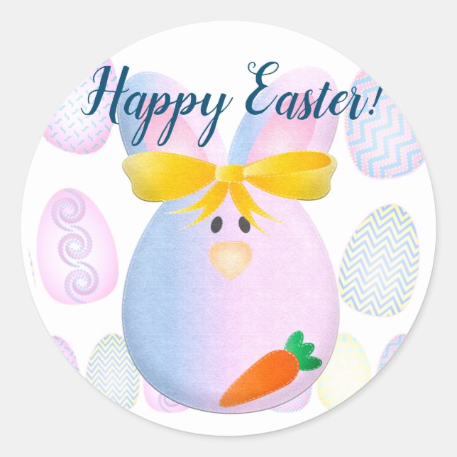 Eggs & Bunnies Ready for Easter Classic Round Sticker (Front)