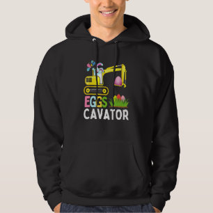 Eggs Cavator Easter Bunny Excavator Cute Boys Kids Hoodie